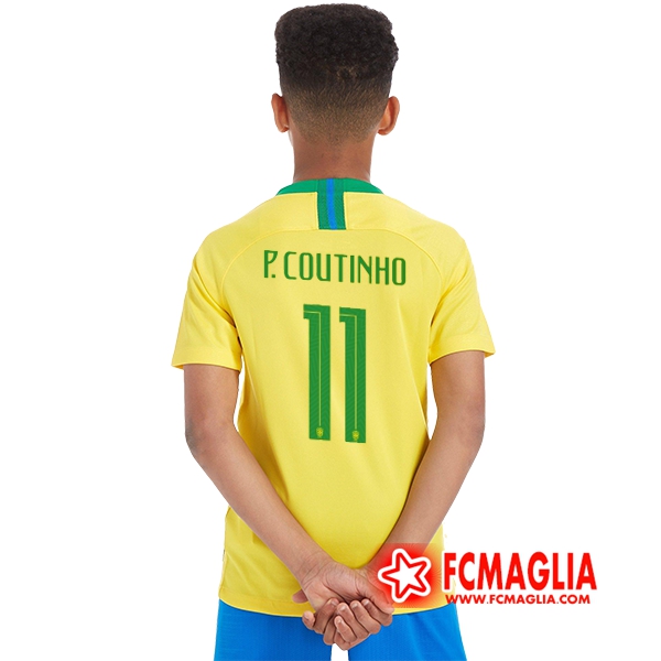 Maglia calcio Brasile Bambino (P.COUTINHO 11) Prima 18/19