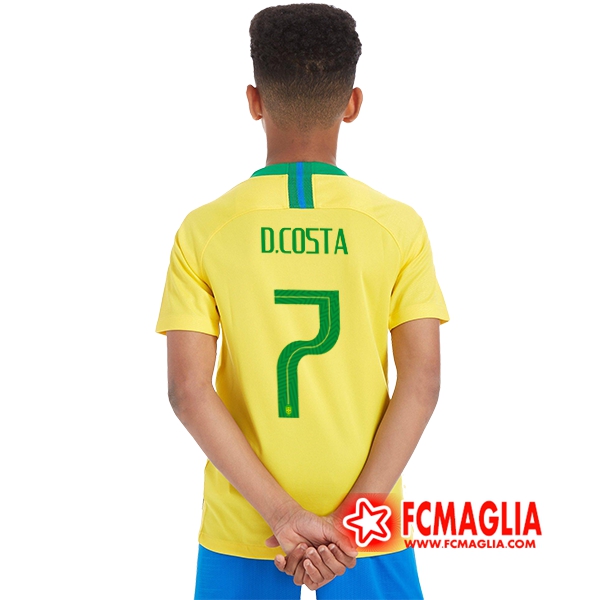 Maglia calcio Brasile Bambino (D.COSTA 7) Prima 18/19