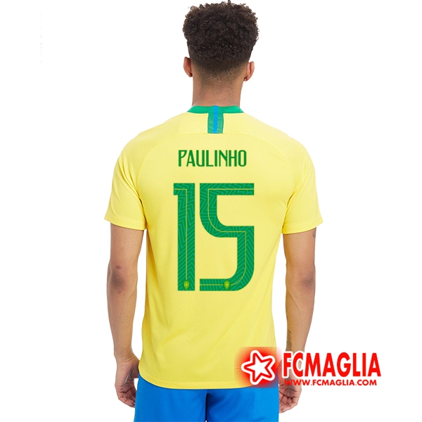 Prima Maglia Brasile (PAULINHO 15) Calcio 2018 2019