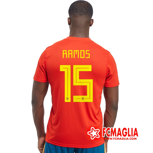 Prima Maglia Spagna (Ramos 15) Calcio 2018 2019