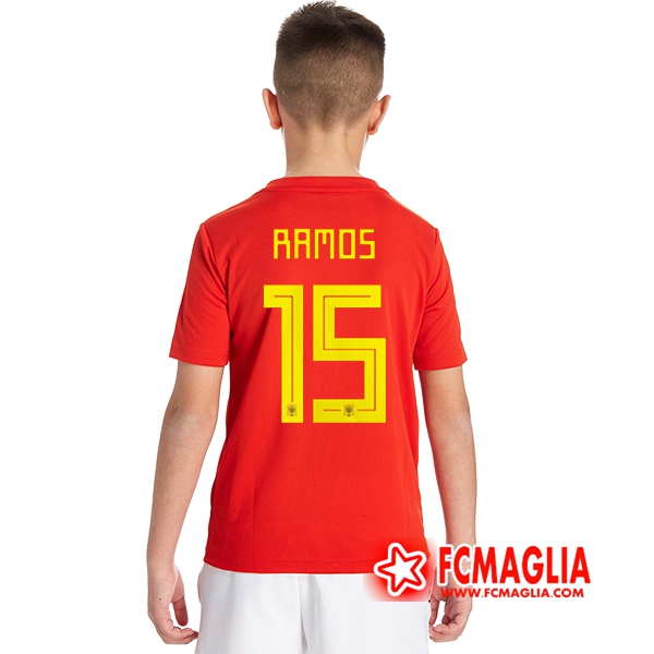 Maglia calcio Spagna Bambino (Ramos 15) Prima 18/19