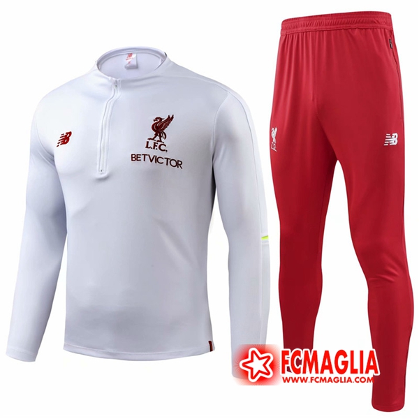 Tuta Allenamento FC Liverpool Bianco 18/19 - Felpa + Pantaloni