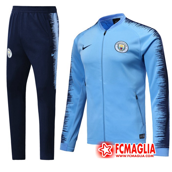 Tuta Allenamento Manchester City Blu/Nero 18/19 - Giacca + Pantaloni