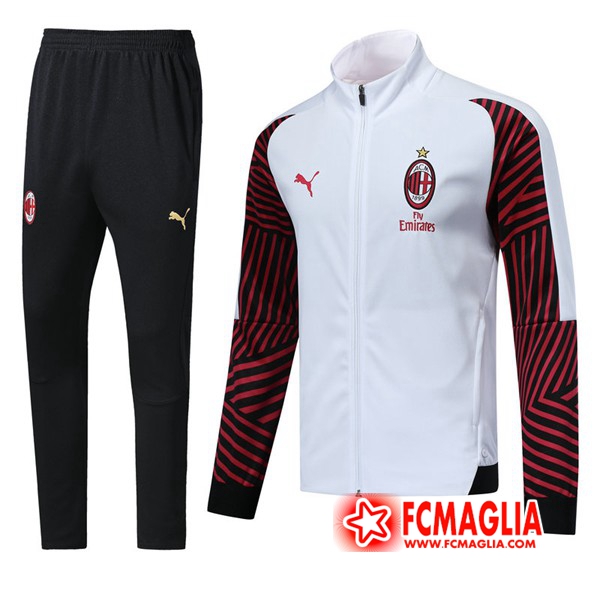 Tuta Allenamento AC Milan Bianco/Rosso 18/19 - Giacca + Pantaloni