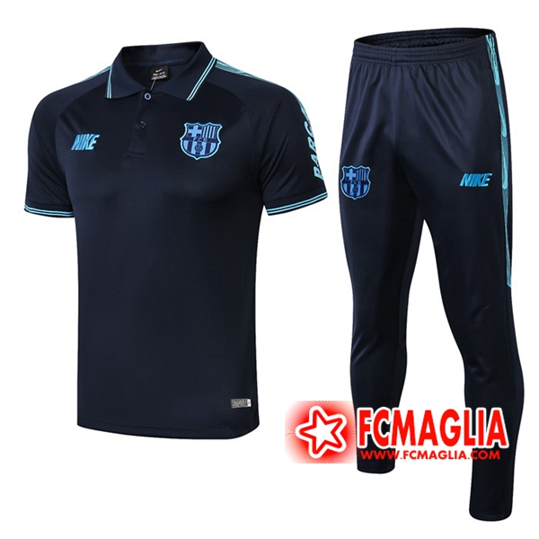 Kit Maglia Polo FC Barcellona NIKE + Pantaloni Blu Scuro 19/20