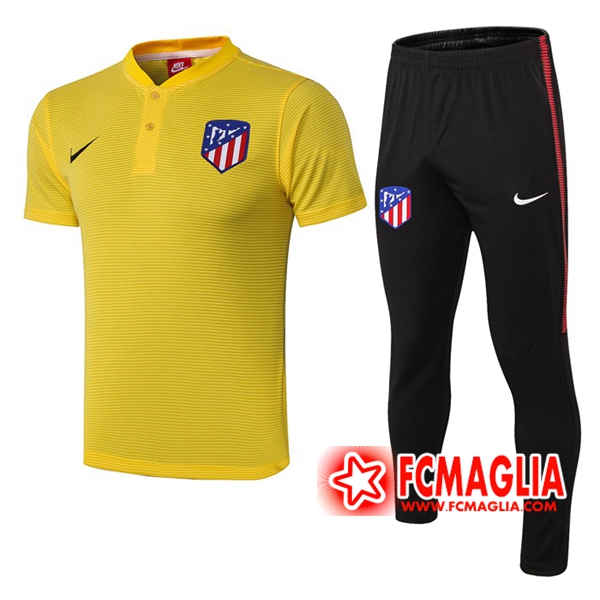 Kit Maglia Polo Atletico Madrid + Pantaloni Giallo 19/20