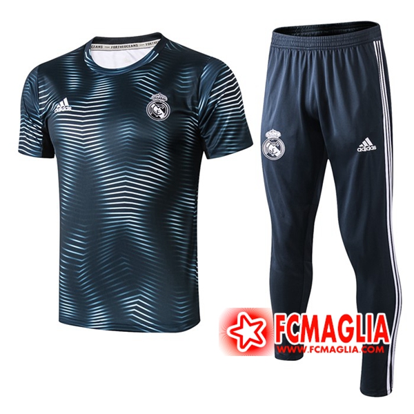 Pre-partita Kit Maglia Allenamento Real Madrid + Pantaloni Ondulazione Blu 19/20