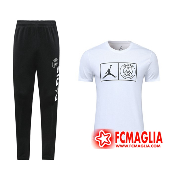 Kit Maglia Allenamento PSG Jordan + Pantaloni Bianco 19/20