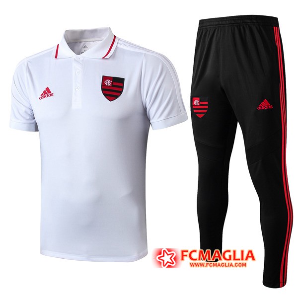 Kit Maglia Polo Flamengo + Pantaloni Bianco 19/20