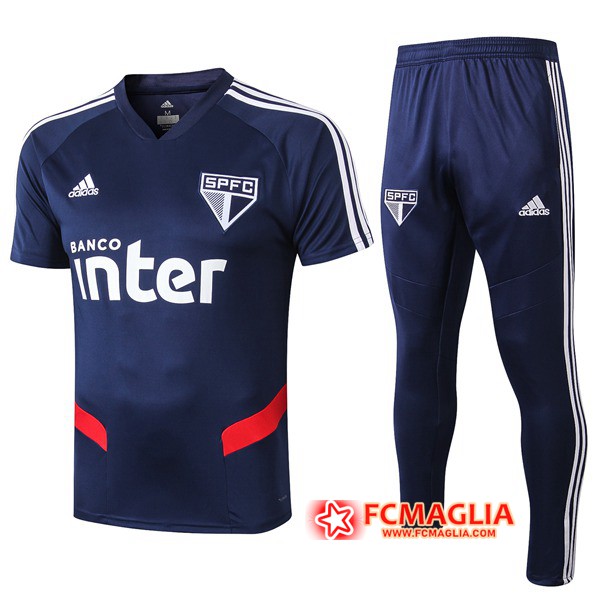 Kit Maglia Allenamento Sao Paulo FC + Pantaloni Blu 19/20