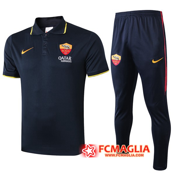 Kit Maglia Polo AS Roma + Pantaloni Blu Reale 19/20