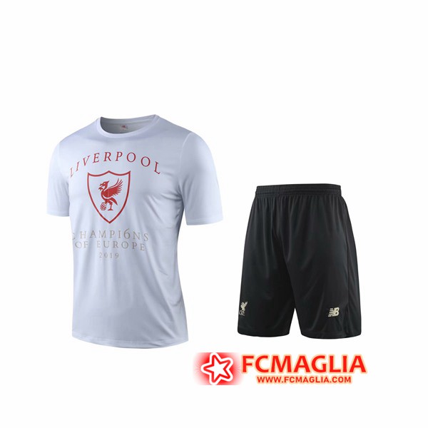 Kit Maglia Allenamento FC Liverpool + Shorts Bianco 19/20