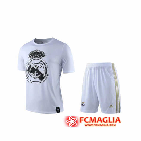 Kit Maglia Allenamento Real Madrid + Shorts Bianco 19/20