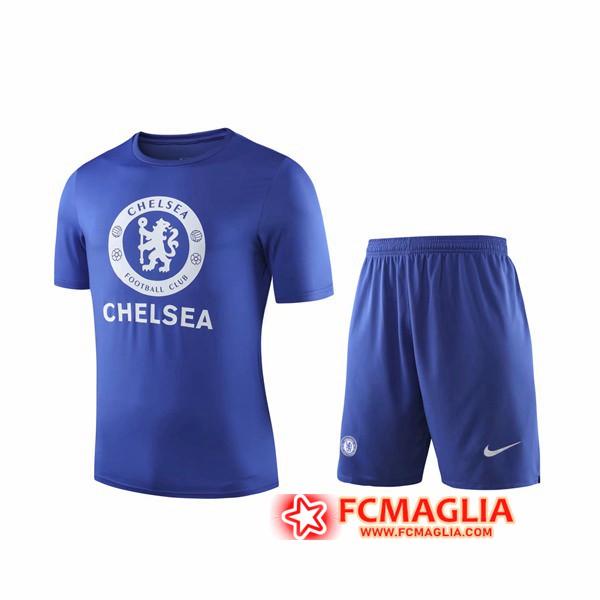 Kit Maglia Allenamento FC Chelsea + Shorts Blu 19/20