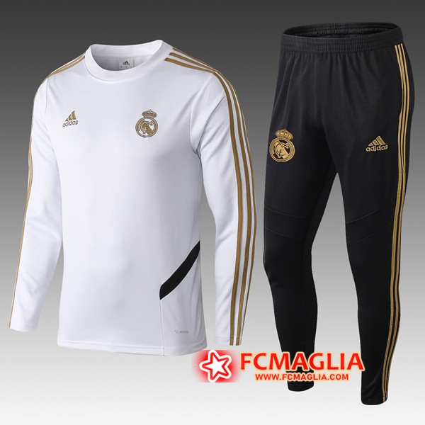 Tuta Allenamento Real Madrid Bambino Bianco 19/20 - Felpa + Pantaloni