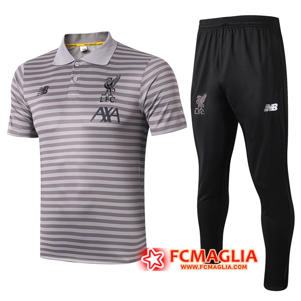 Kit Maglia Polo FC Liverpool + Pantaloni Grigio Stripe 19/20