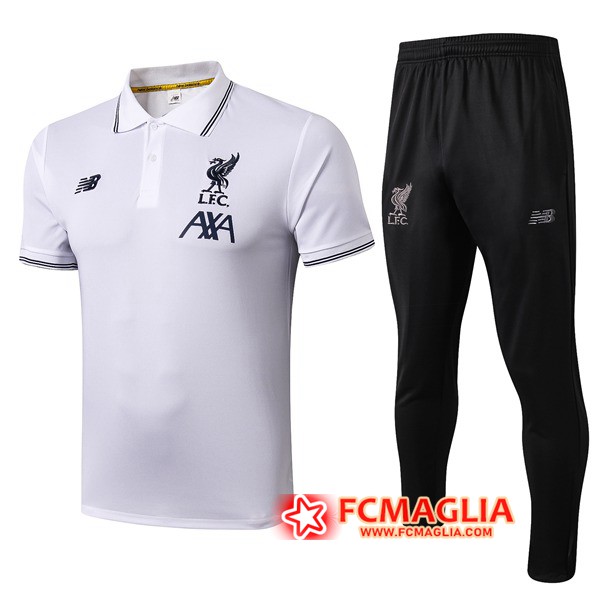 Kit Maglia Polo FC Liverpool + Pantaloni Bianco 19/20