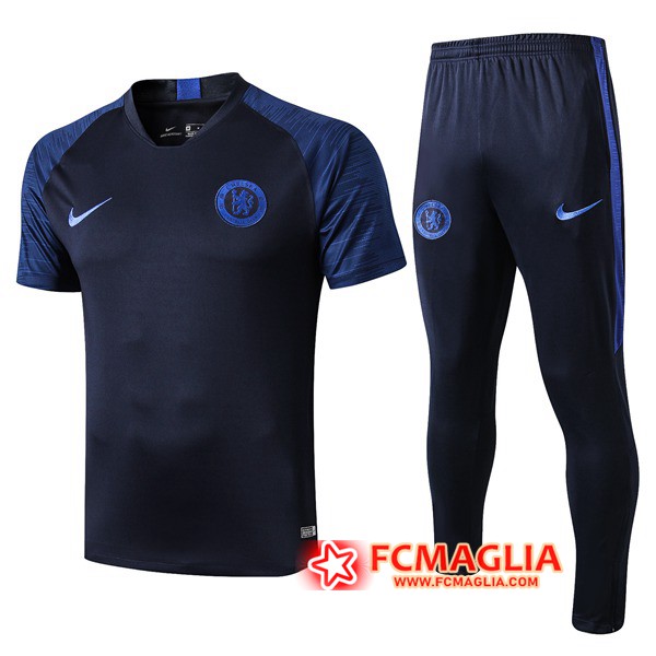 Kit Maglia Allenamento FC Chelsea + Pantaloni Blu Scuro 19/20