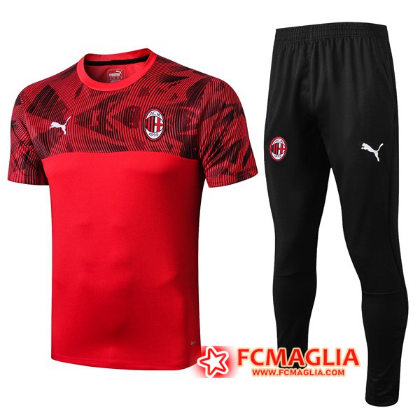 Kit Maglia Allenamento Milan AC + Pantaloni Rosso 19/20