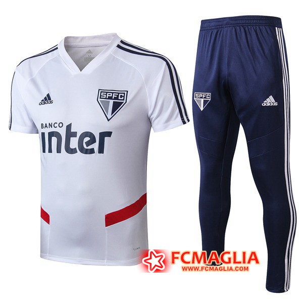 Kit Maglia Allenamento Sao Paulo FC + Pantaloni Bianco 19/20