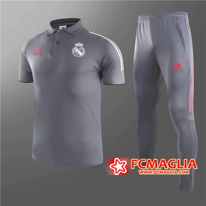 Kit Maglia Polo Real Madrid + Pantaloni Grigio 2020/2021