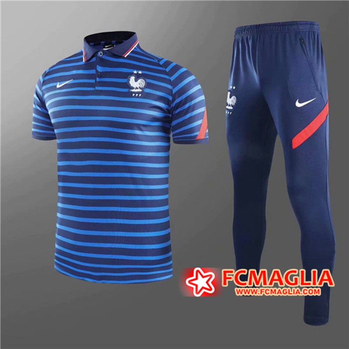 Kit Maglia Polo Francia + Pantaloni Blu 2020/2021