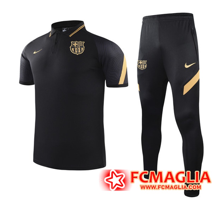 Kit Maglia Polo FC Barcellona + Pantaloni Nero 2021/2022