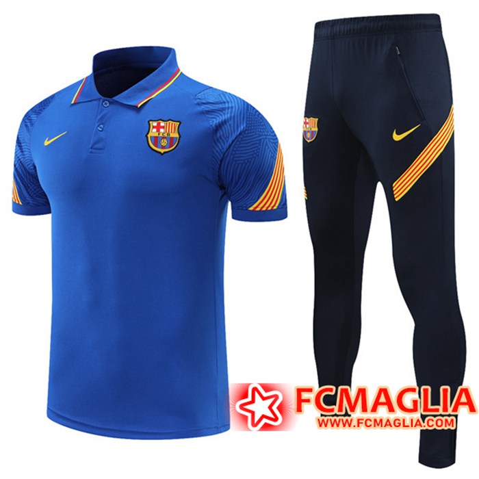 Kit Maglia Polo FC Barcellona + Pantaloni Blu 2021/2022