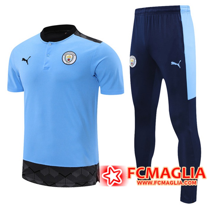 Kit Maglia Allenamento Manchester City + Pantaloni Blu 2021/2022