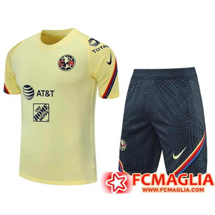 Kit Maglia Allenamento Club America + Pantaloncini Giallo 2021/2022