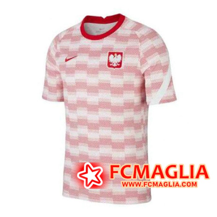 T Shirt Allenamento Polonia Rosso/Bianca 2021/2022