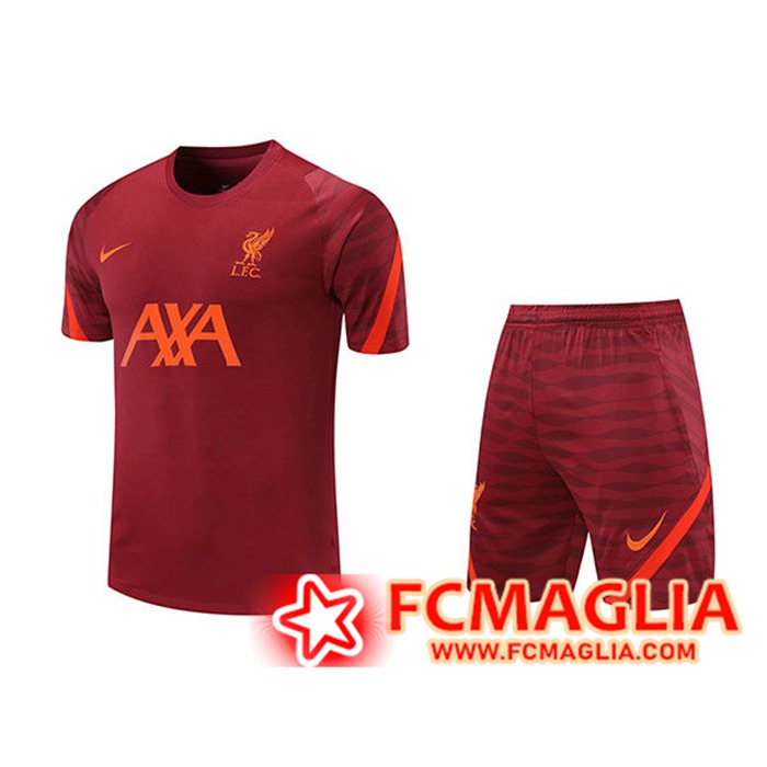 Kit Maglia Allenamento FC Liverpool + Pantaloncini Rosso 2021/2022