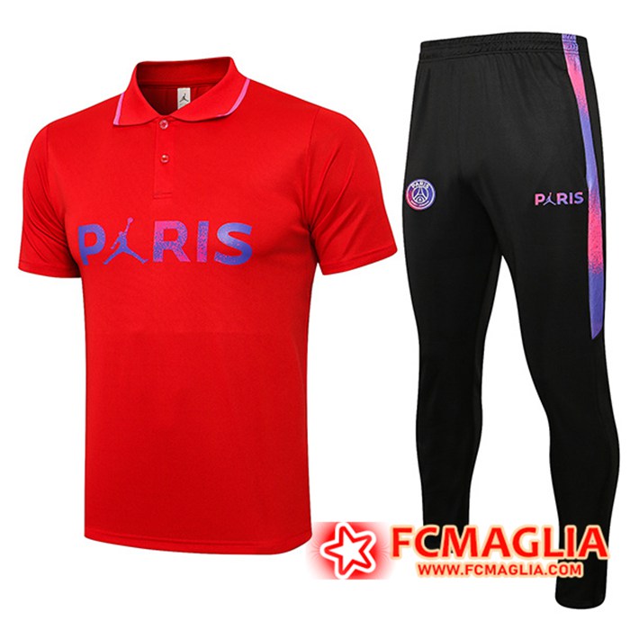 Kit Maglia Polo Jordan PSG + Pantaloni Rosso Classic 2021/2022