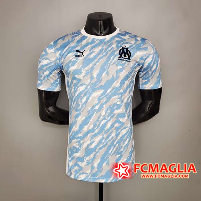 T Shirt Allenamento Marsiglia Player Version Bianca/Blu 2021/2022