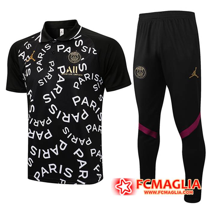 Kit Maglia Polo Jordan PSG + Pantaloni Nero 2021/2022