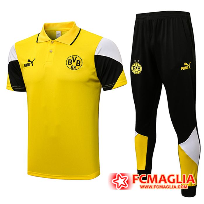 Nuova Kit Maglia Polo Dortmund BVB Pantaloni Giallo 2021/2022 ...