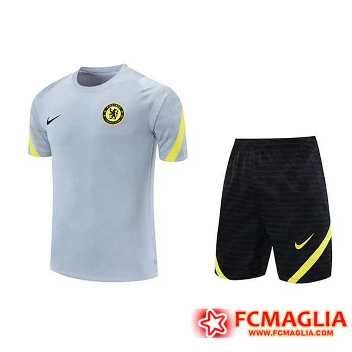 Kit Maglia Allenamento FC Chelsea + Pantaloncini Grigio 2021/2022