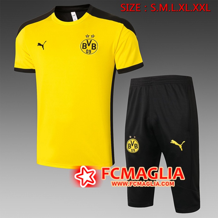 Kit Maglia Allenamento Dortmund BVB + Pantaloni 3/4 Giallo 2020/2021