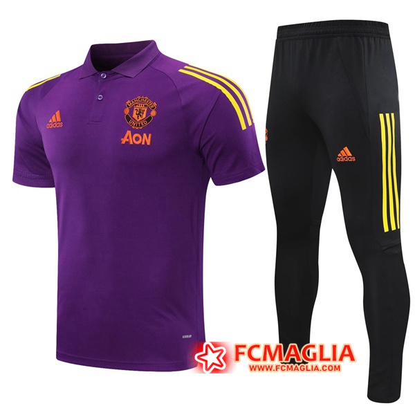 Kit Maglia Polo Manchester United + Pantaloni Violet 2020/2021