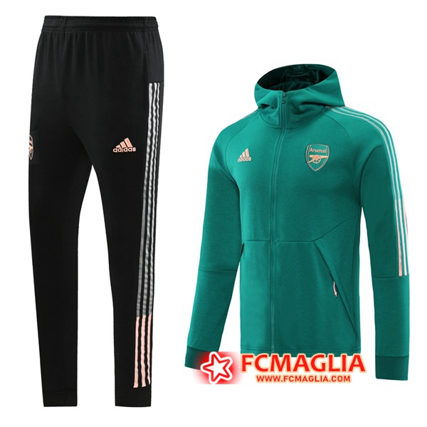 Tuta Allenamento Arsenal Verde 2020/2021 Giacca con cappuccio + Pantaloni