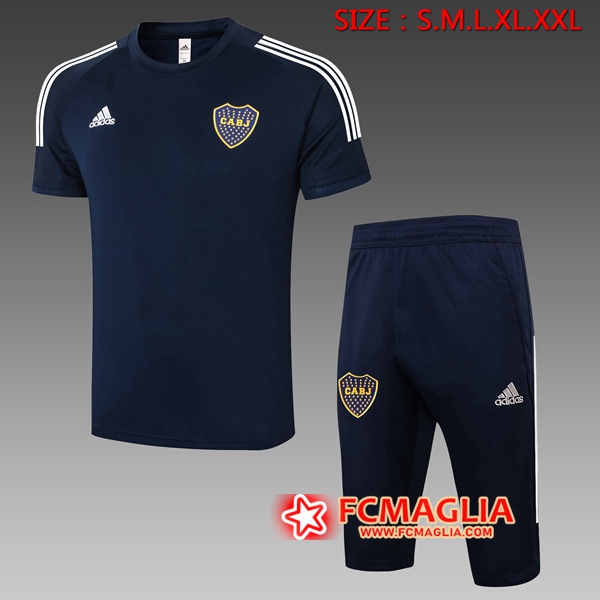 Kit Maglia Allenamento Boca Juniors + Pantaloni 3/4 Blu Royal 2020/2021