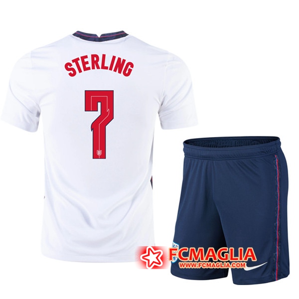Maglia Calcio UEFA Euro 2020 Inghilterra (Sterling 7) Bambino Prima