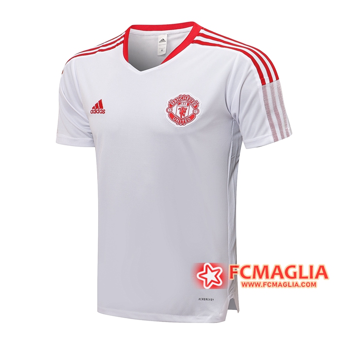 T Shirt Allenamento Manchester United Bianca/Rouge 2021/2022
