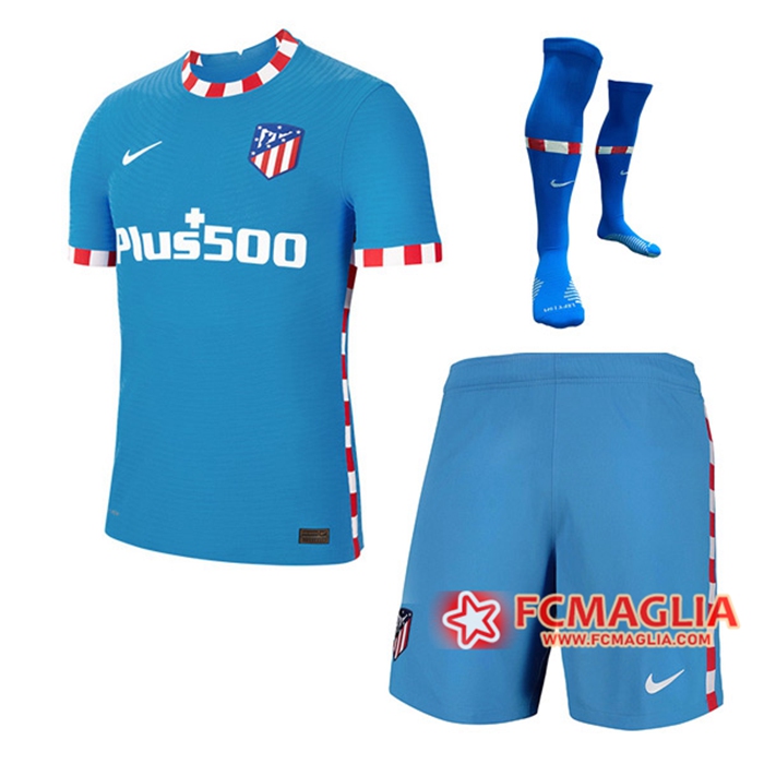 Kit Maglie Calcio Atletico Madrid Terza (Pantaloncini + Calzettoni) 2021/2022