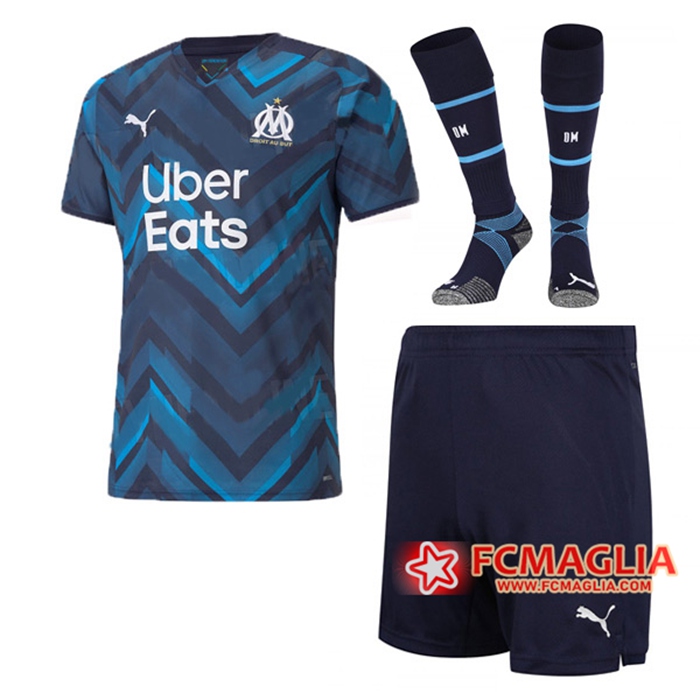 Kit Maglie Calcio Marsiglia OM Seconda (Pantaloncini + Calzettoni) 2021/2022