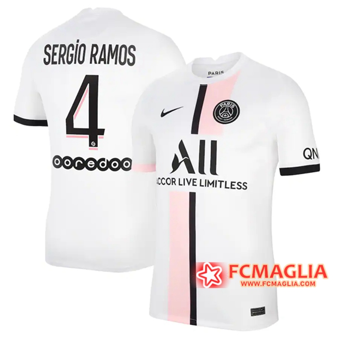 Maglie Calcio Jordan PSG (Sergio Ramos 4) Seconda 2021/2022