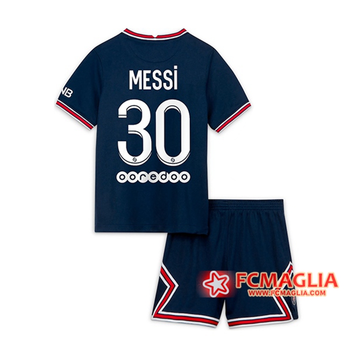 Maglie Calcio Jordan PSG (Messi 30) Bambino Prima 2021/2022