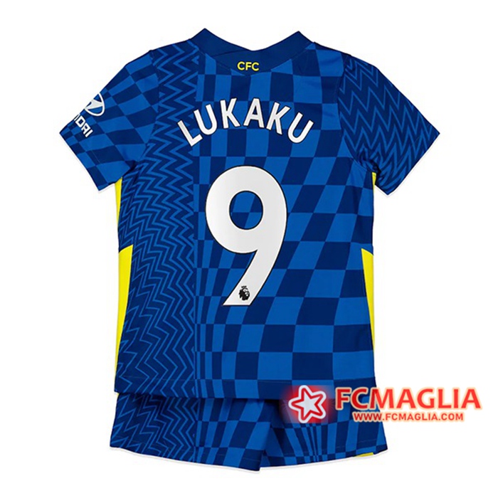 Maglie Calcio FC Chelsea (Lukaku 9) Bambino Prima 2021/2022
