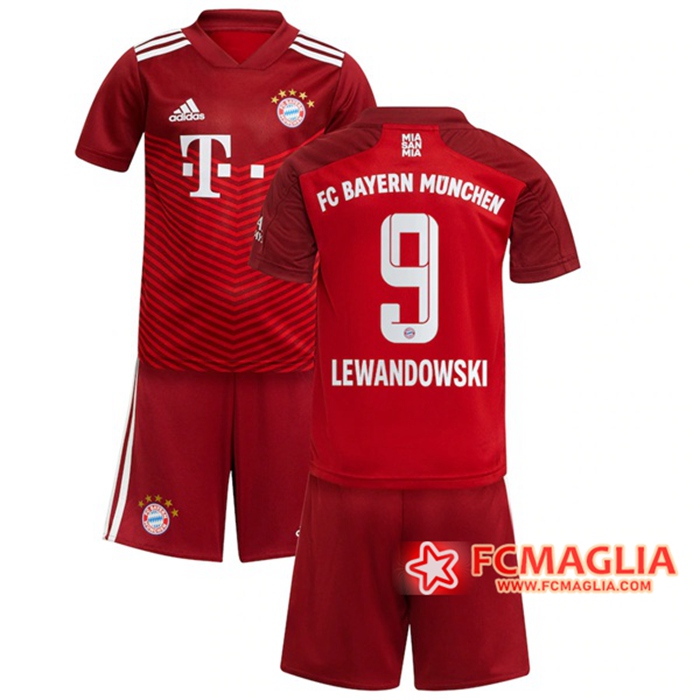 Maglie Calcio Bayern Monaco (Lewandowski 9) Bambino Prima 2021/2022