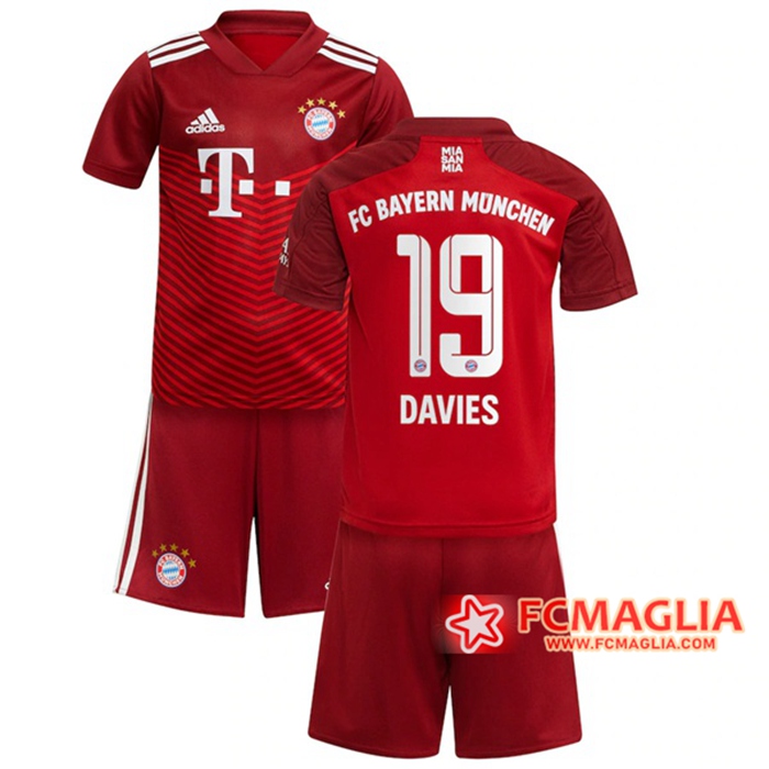 Maglie Calcio Bayern Monaco (Davies 19) Bambino Prima 2021/2022